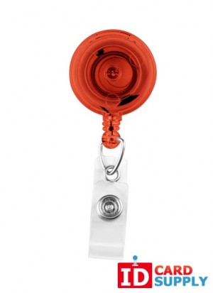 Pack of 25 Translucent Red Badge Reels with Clear Vinyl Strap & Swivel Spring Clip