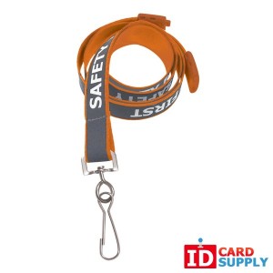 Pack of 100 Orange "Safety First" Reflective Lanyards