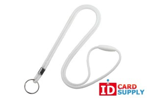 QTY:100 | White Round 3mm Lanyard w/ Split Ring and Breakaway Feature