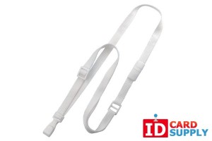 White 3/8" Adjustable Breakaway Lanyard w/ Belt-Type Slide Adjuster and Plastic Hook