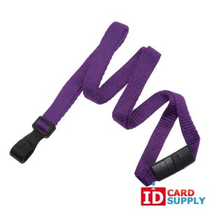 QTY: 100 | Purple Bamboo 3/8" Lanyard with Breakaway and "No Twist" Wide Plastic Hook 