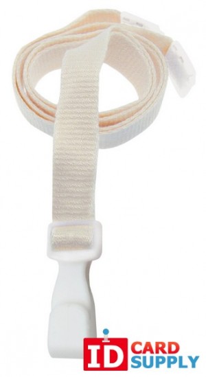 Natural White Eco-Friendly Lanyard w/Breakaway Strap and "No Twist" Plastic Hook | Pack of 1000
