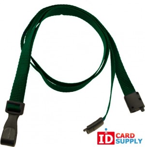 Forest Green Lanyard. Eco-Friendly, w/Breakaway Strap and Plastic Hook (QTY100)