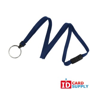 Navy Blue 3/8" Flat Lanyard with Breakaway Feature and Split Ring (Pack of 100)