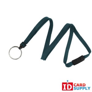 Teal 3/8" Flat Woven Detachable Lanyard with Split Ring (QTY: 100)