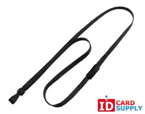 QTY: 100 | Black 10mm Braided Breakaway Lanyard with Wide Plastic Hook 