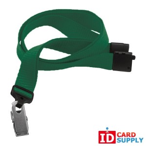 Pack of 100 (16mm) 5/8'' Forest Green Microweave Breakaway Lanyards w/Bulldog Clip 