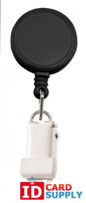 Black Round Badge Reel With Card Clamp And Slide Clip | Pack of 25