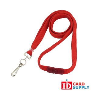 Red 3/8" Lanyard w/ Swivel Hook and Breakaway Strap (QTY:100)
