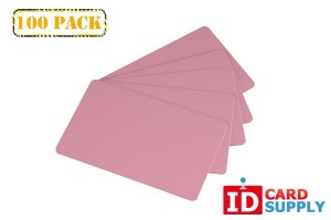 Bundle of 100 Pink Graphics Quality Standard CR80 PVC Cards (30 mil)