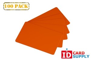 Lot of 100 Orange PVC Graphics Quality Standard Size Blank Cards