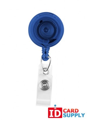 Translucent Blue Badge Reel with Clear Vinyl Strap & Spring Clip | QTY: 25