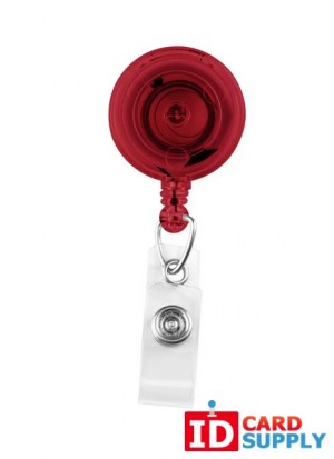 QTY: 25 | Translucent Red Badge Reel with Clear Vinyl Strap & Spring Clip