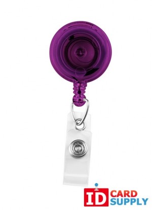 Pack of 25 Translucent Purple Badge Reels w Swivel Spring Clip & Clear Vinyl Strap