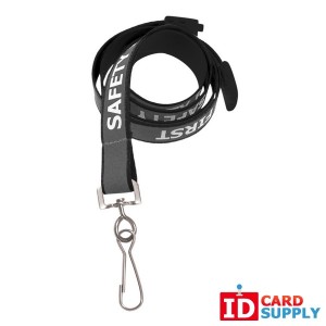 100 Black "Safety First" Reflective Lanyards w Swivel Hook Ending 