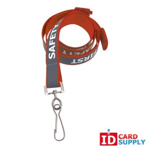 Red "Safety First" Reflective Lanyards w/ Nickel Plated Swivel End Hook | QTY: 100