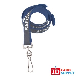 QTY: 100 | Royal Blue "Safety First" Reflective Lanyards 