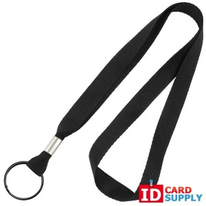 Black 5/8" Lanyard with Nickel-Plated Steel Split Ring (QTY-100)