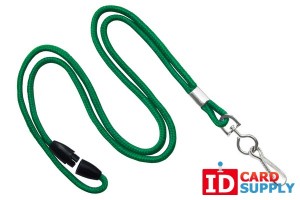 Green 1/8" Lanyard with Nickel-Plated Swivel Hook and Breakaway Strap (QTY:100)