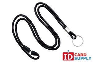 Black 1/8" Round Lanyard w/ Split Ring and Breakaway Feature | QTY: 100