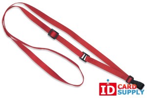 Red 3/8" Flat Adjustable Breakaway Lanyard w/ Slide Adjuster and Plastic Hook | QTY: 100