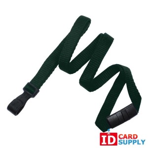 QTY: 100 | Bamboo 3/8" Lanyard with Breakaway and "No Twist" Wide Plastic Hook | Forest Green