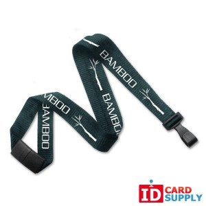 Forest Green Eco-Friendly Lanyard w/Breakaway Strap and "No Twist" Plastic Hook | Pack of 100