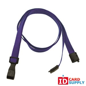 Pack of 100 Purple Lanyards, Eco-Friendly, w/Breakaway Strap and Plastic Hook 