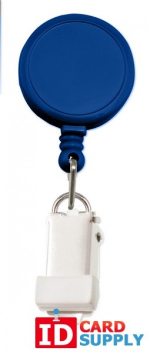 QTY: 25 | Royal Blue Round Badge Reel With Card Clamp And Slide Clip