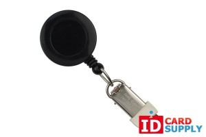 QTY: 25 | Black Round Badge Reel With Card Clamp And Swivel Clip