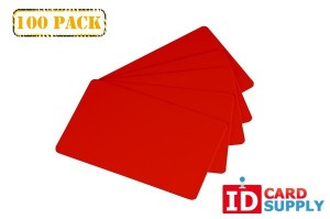 100 Red PVC Graphics Quality PVC Cards (Standard Size and Thickness)