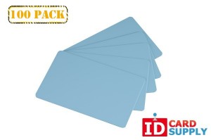 Set of 100 Light Blue Graphics Quality Standard PVC Cards by easyIDea