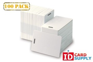 QTY: 100 | Standard White 30 Mil PVC Card with Vertical Slot Punch
