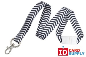 Black and White 5/8" Zig-Zag Pattern Lanyard with NPS Split Ring and Trigger Snap (QTY: 50)