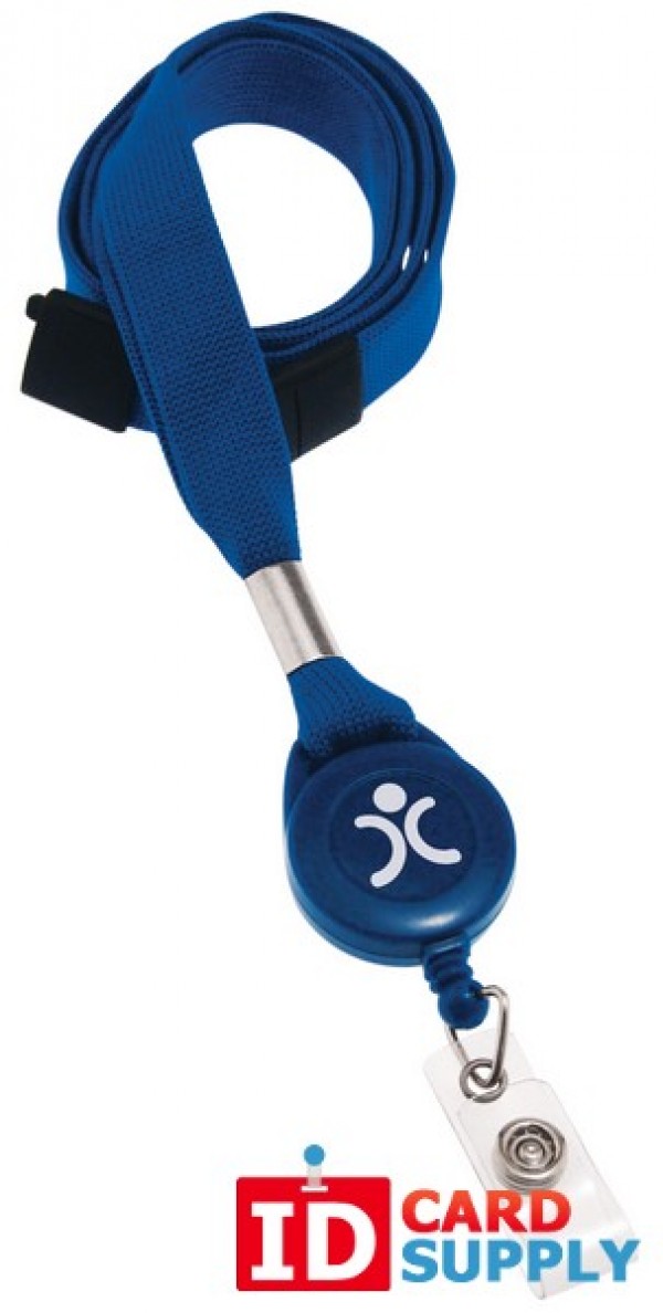 100 Royal Blue 5/8 Lanyards With Breakaway Strap and Built-In Badge Reel  by IDCardSupply