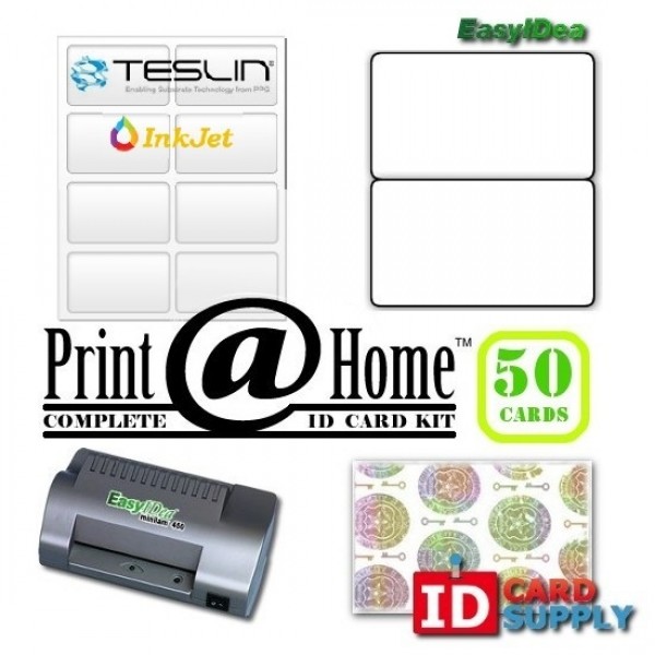 Make PVC Like ID Cards 10 ID Card Kit Inkjet Teslin Butterfly Pouches and Holograms Laminator 